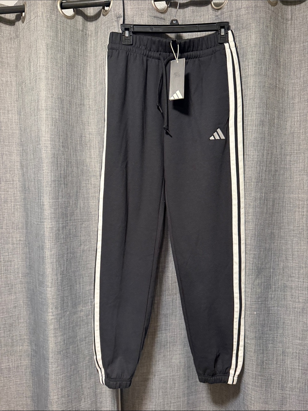 adidas Black Jogger Sweatpants with White Side Stripes women’s